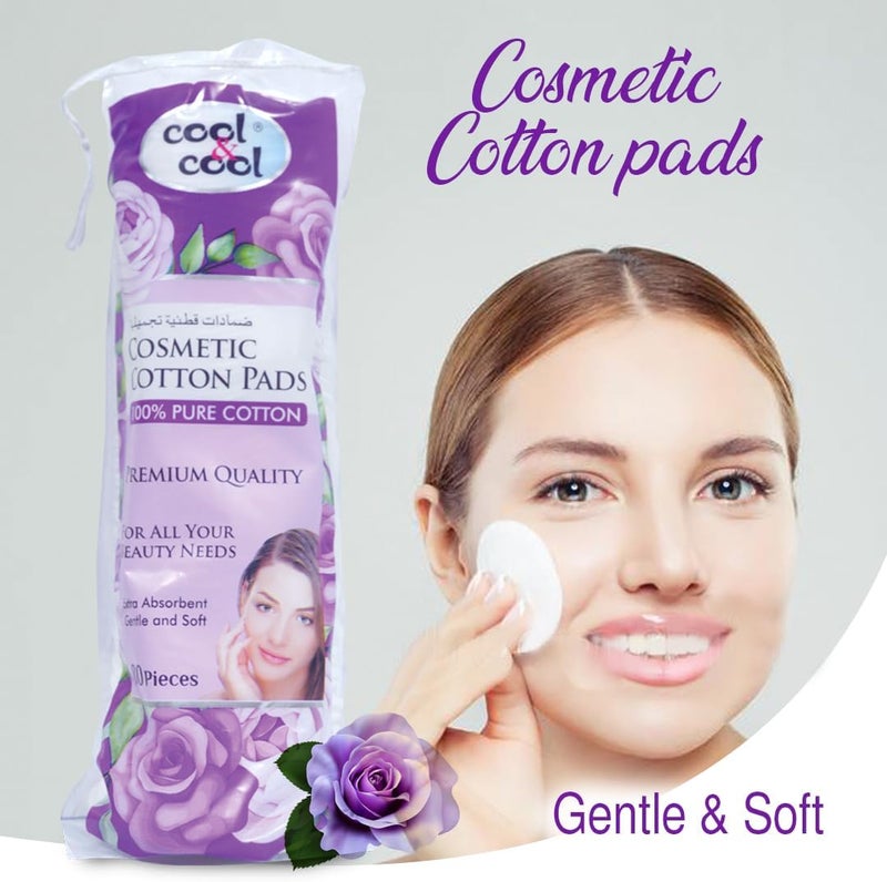 Cool & Cool 100% Pure Cotton Cosmetic Pads - 80 Count - Image 2